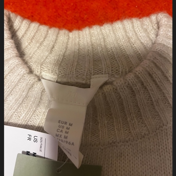 H&M premium boho white gray embellished touch of alpaca oversized sweater NWT - Picture 7 of 11